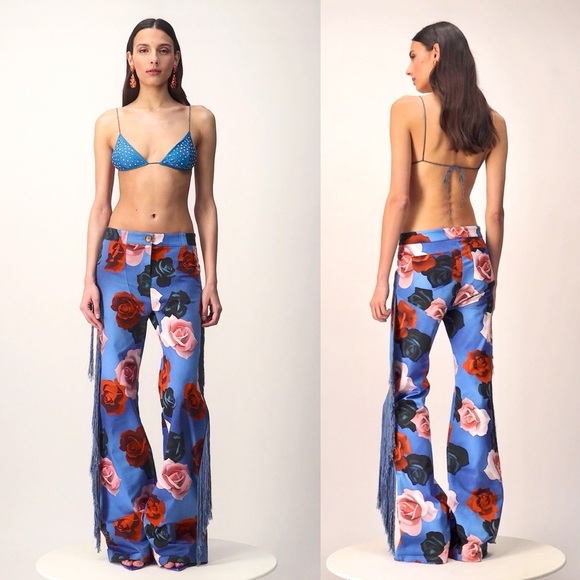 Mirae Noa Icy Roses Fringe Pants - Picture 1 of 9